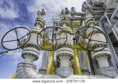 Pressure safety valve install at discharge of feed gas compressor to protect unexpected pressure form process. Offshore oil and gas production platform.