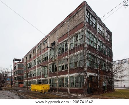 WINDSOR ON. CANADA JANUARY 17 - Walker Power Building Before Demolition and Remodling January 17 2017 in Windsor Ontario. The building has since been gutted. The skeleton and brick remains