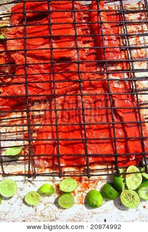 Achiote und Zitrone Tikinchick Sauce, gegrillte Fisch Filet Maya Mexiko