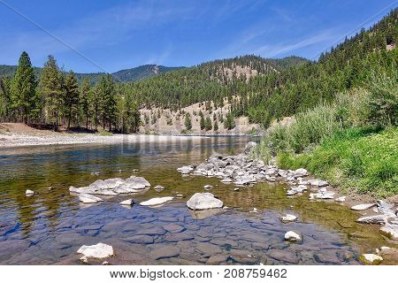Donlan, USA, At the Clark Fork River at Donlan in the USA.