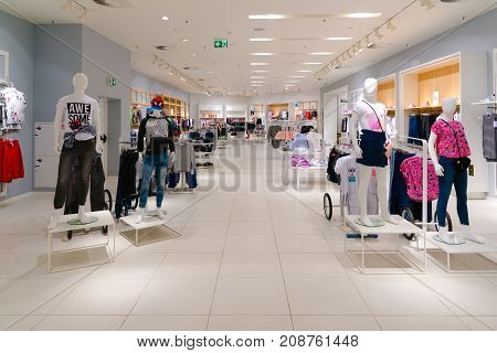 Zelenograd, Russia - September 15. 2017. Childrens clothes in a shop Reserved