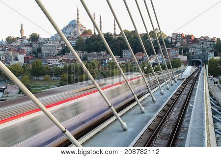 Golden Horn Metro Bridge In Istanbul, Turkey