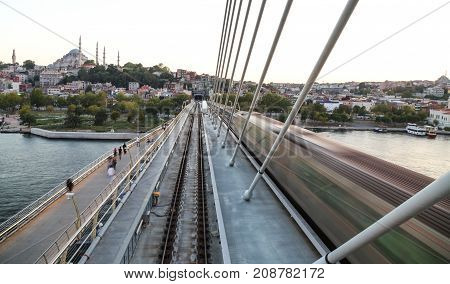 Golden Horn Metro Bridge In Istanbul, Turkey
