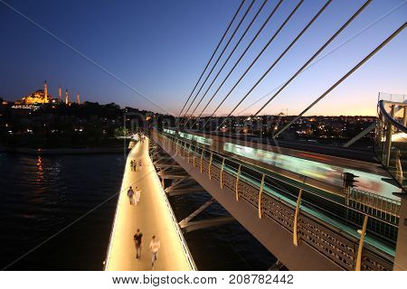 Golden Horn Metro Bridge In Istanbul, Turkey
