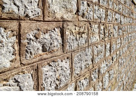 Part of a stone wall for background or texture.