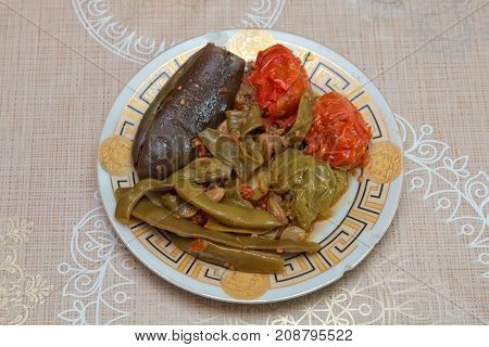 baked eggplant stuffed dish on the table