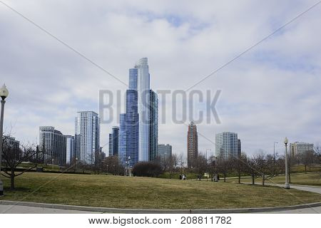 Skyscapers And Skylin Of Chicago From Milennium Park