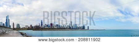 Skyscapers And Skylin Of Chicago And Lake Michigan From Milennium Park