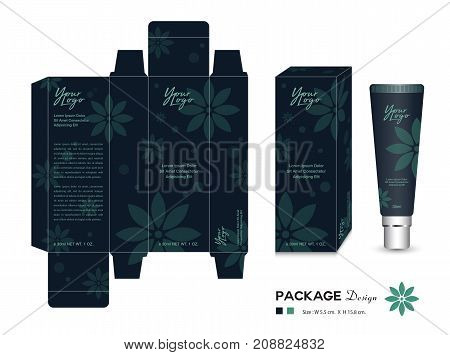 Cosmetic Packaging Template Vector Illustration. Cream layout. beauty products. flower patterns. Body care, spa, Oil, lotion, shampoo, Realistic bottle mock up. flyer, label artwork. graphic design.