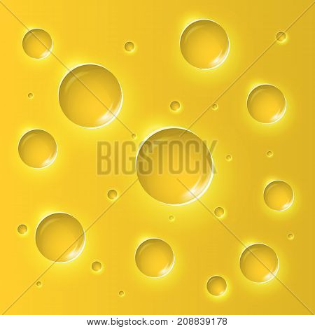 Cheese slice texture yellow background Vector Illustration.