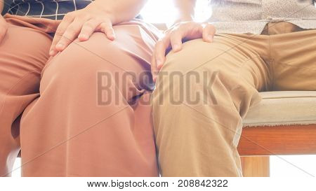 Close up hand cople in love concept.