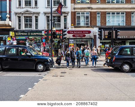 People In Oxford Street In London, Hdr