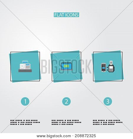 Flat Icons Computer, Remote Paying, Till And Other Vector Elements