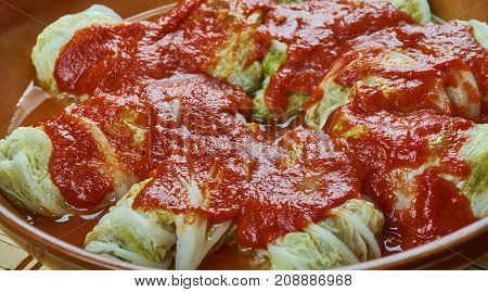 Holubky - Slovak Stuffed Cabbage. , close up