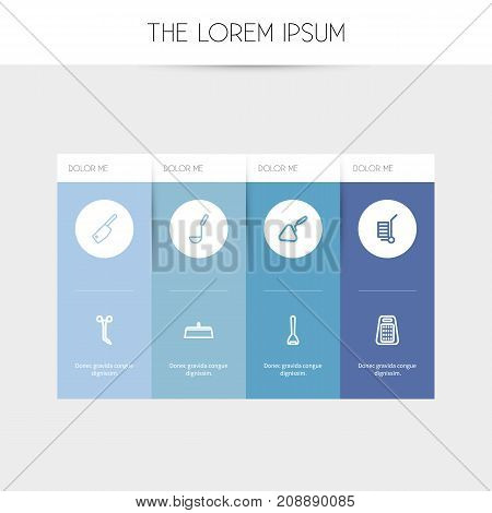 Set Of 8 Editable Instrument Outline Icons. Includes Symbols Such As Butcher Knife, Glass Cutter, Putty Knife And More