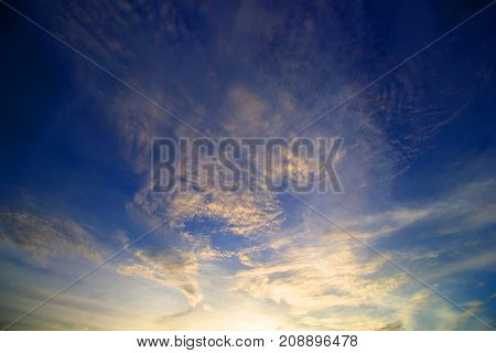 Beautiful blue sky. red day  weather At that time