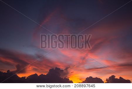 Beautiful blue sky. red day  weather At that time