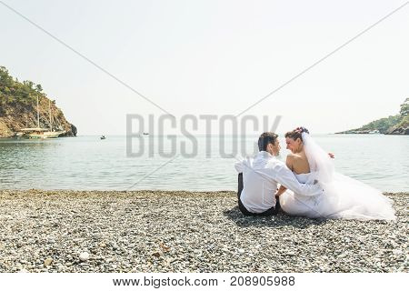 Romantic dating. Young loving couple embracing on nature.