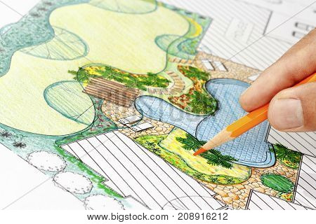 Landscape architect design backyard plan for villa