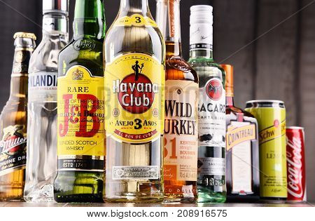 POZNAN POLAND - MAY 17 2017: Worldwide some 2 billion people use alcohol one of the most widely used recreational drugs on earth with yearly consumption of over 6 liters of pure alcohol per person