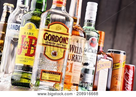 POZNAN POLAND - MAY 17 2017: Worldwide some 2 billion people use alcohol one of the most widely used recreational drugs on earth with yearly consumption of over 6 liters of pure alcohol per person