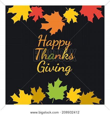Happy Thanksgiving. Greeting card on an autumnal background. Vector illustration