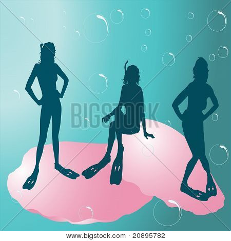Meninas no fundo do mar