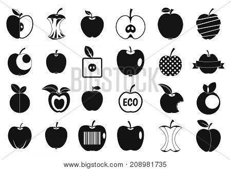 Different apple icon set. Simple set of different apple vector icons for web design isolated on white background