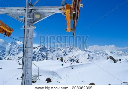 Old funicular Russia's North Caucasus. Elbrus mountain