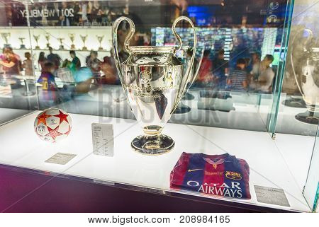 Champions League Trophy, Camp Nou Museum, Barcelona, Catalonia, Spain