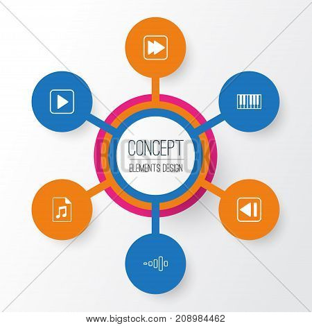 Music Icons Set. Collection Of Document, Piano, Frequency And Other Elements