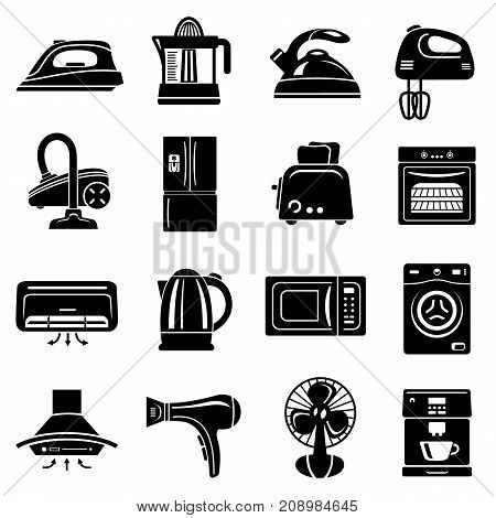 House appliance icons set. Simple illustration of 16 house appliance vector icons for web