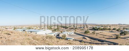 KEETMANSHOOP NAMIBIA - JUNE 13 2017: A panoramic view of the industrial area of Keetmanshoop the capital town of the Karas Region of Namibia