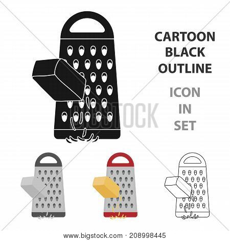 Grating cheese icon in cartoon style isolated on white background. Pizza and pizzeria symbol vector illustration.