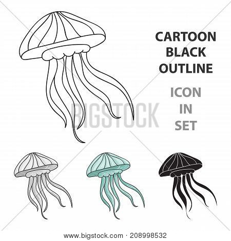 Jelly fish icon in cartoon design isolated on white background. Sea animals symbol stock vector illustration.