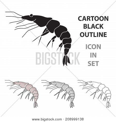 Shrimp icon in cartoon design isolated on white background. Sea animals symbol stock vector illustration.