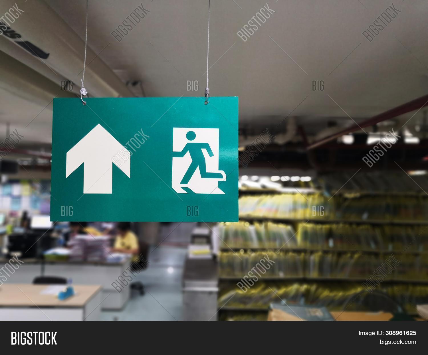 Fire Exit Sign Image Amp Photo Free Trial Bigstock