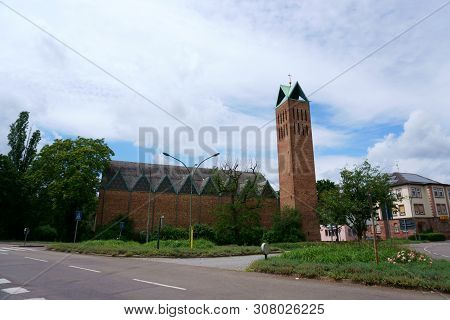 The Tower And Adjoining Buildings Of The Christuskirche In Hanau.