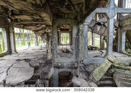 Old Destroyed Military Barracks Ruins From The World War Ii At Westerplatte In Gdansk, Poland.