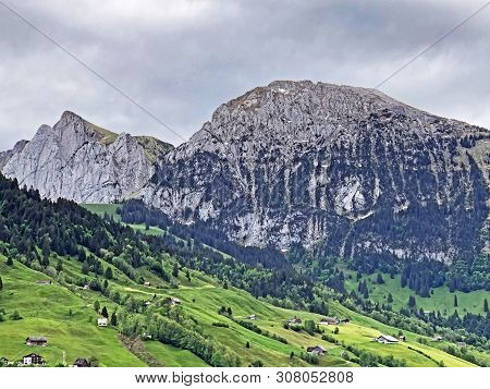 Bockmattlistock And Schiberg Mountains Above The Valley Wagital Or Waegital And Alpine Lake Wagitale
