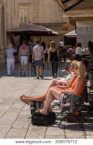 Dubrovnik, Croatia - 22 May 2019: Crowds Of Tourists In The Old Town As Overtourism Becomes An Issue