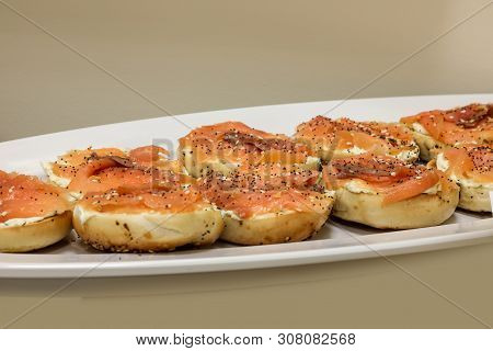 Smoked Salmon Lox And Cream Cheese On A Bagel
