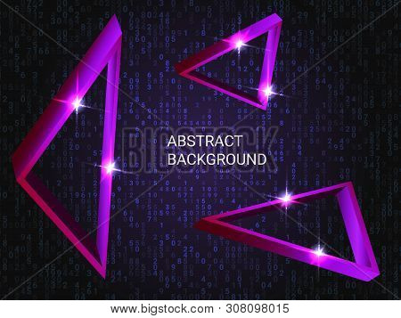Geometric Triangles Sparkle On The Background. 3d Vector Illustration . Minimal Geometric Background