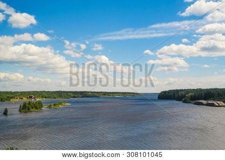 landscape with the image of the river Sheksna, Russia