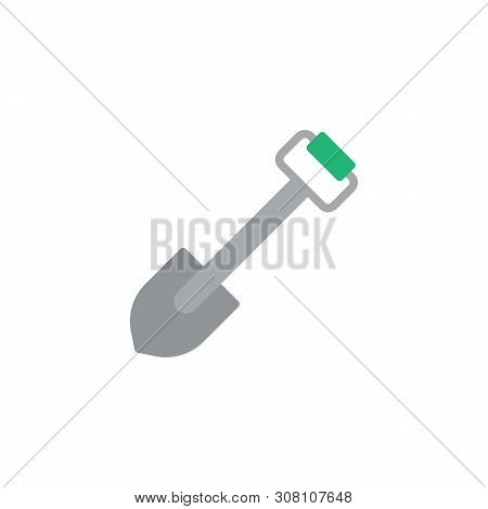 Spade Tool Flat Icon, Vector Sign, Short Shovel Colorful Pictogram Isolated On White. Symbol, Logo I