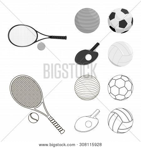 Vector Design Of Ball And Soccer Sign. Collection Of Ball And Basketball Stock Vector Illustration.