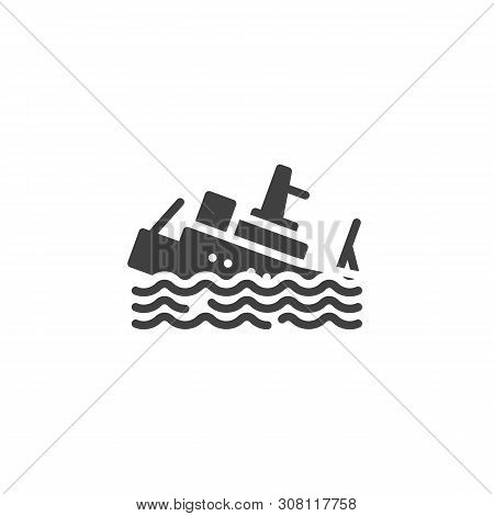 Sinking Ship Insurance Vector Icon. Filled Flat Sign For Mobile Concept And Web Design. Sinking Boat
