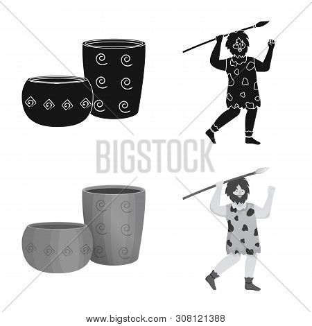 Vector Design Of Evolution And Neolithic Logo. Set Of Evolution And Primeval Vector Icon For Stock.