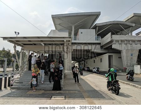 Jakarta, Indonesia - June 17, 2019: Crowd Of People Coming And Going To The Entrance Gate Of Velodro