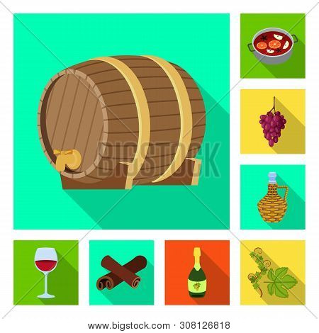 Vector Illustration Of Farm And Vineyard Sign. Set Of Farm And Product Vector Icon For Stock.